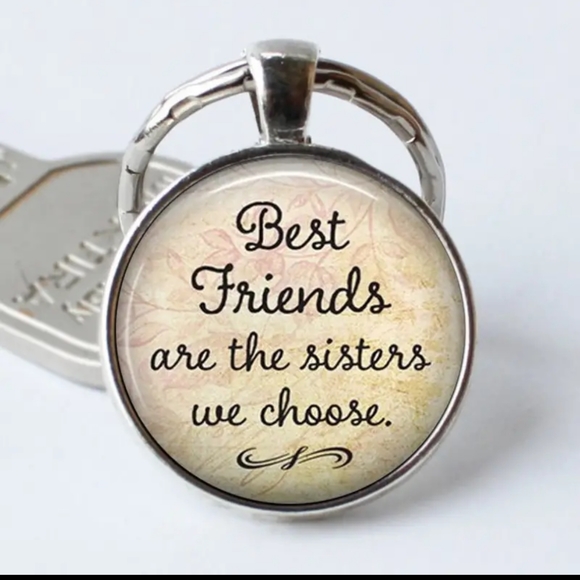 5/25 Best Friends Keychain, " best friends are sisters we choose" silver New - Picture 1 of 6